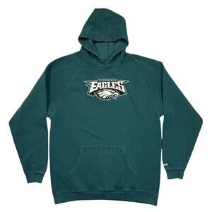 Philadelphia Eagles NFL Reebok Green Vintage Y2K Embroidered Hoodie Mens Medium